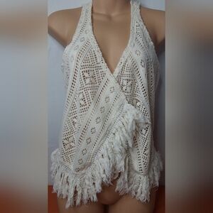 Cream Crochet Boho Vest